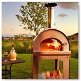 Forno Toscano Margherita Wood-Fired Pizza Oven on Cart - Black/Red